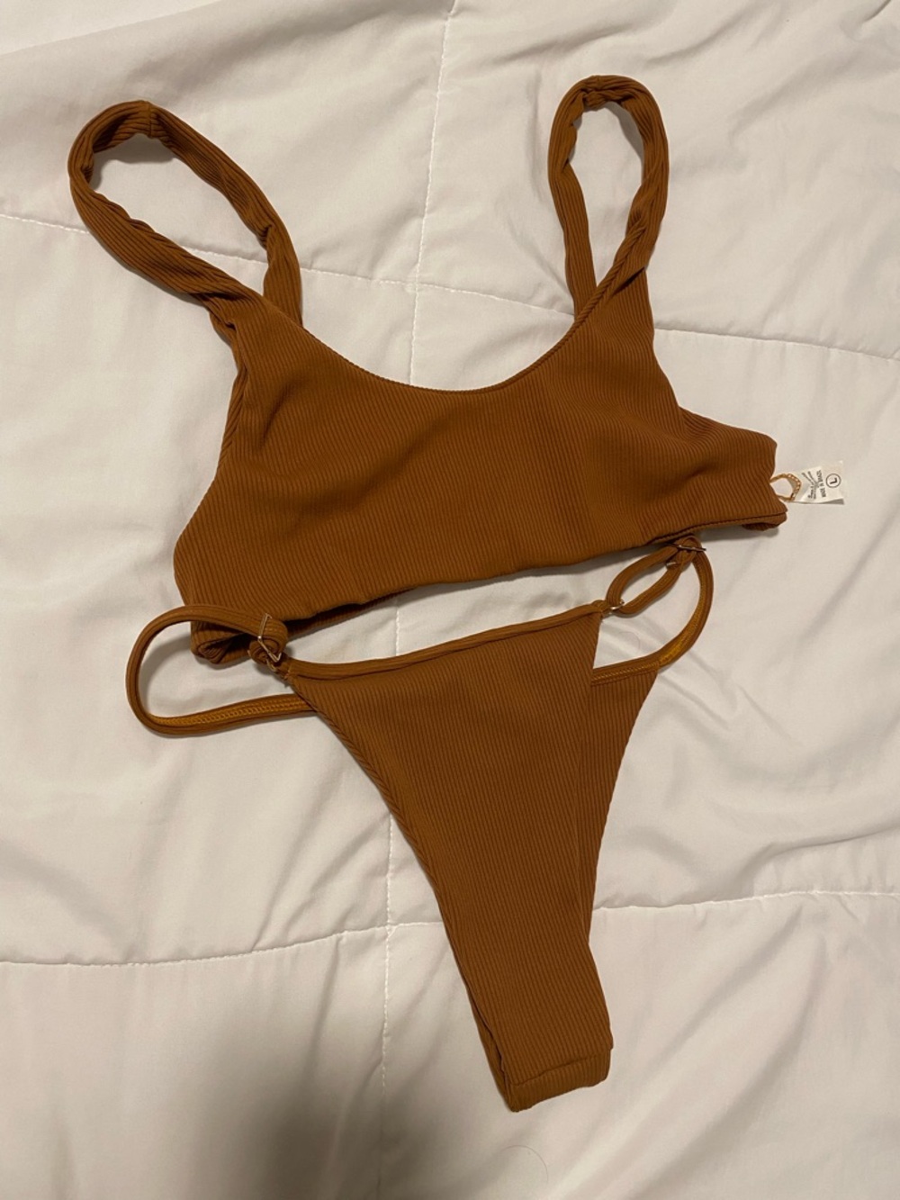 San Lorenzo Ribbed Brown Two-Piece Bikini Set